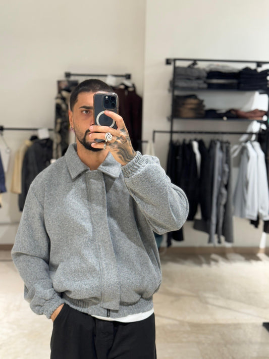 JACKET GRIGIO IN TESSUTO CROP